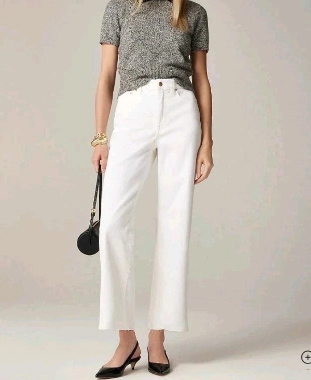 J. Crew Women's 1996 Slim-Wide Jean Raw Hem High Denim White Rise 28P NWT